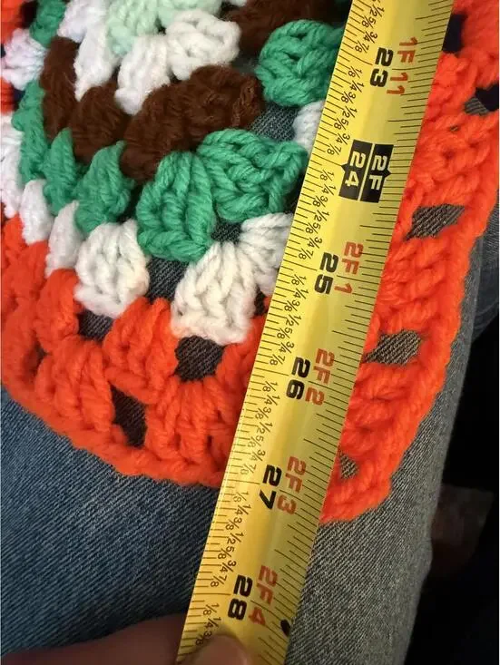 Vintage Hand Crocheted Granny Square Afghan Baby Crib Throw Blanket 27” X 44” - Picture 5 of 6